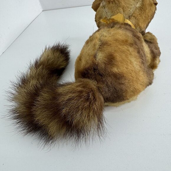 Vtg 1950s - 60s Stuffed Plush Mohair Raccoon Hand Sewn Ringed Tail Tanuki Japan - Picture 7 of 16